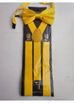 Комплект тиранти и папийонка за сватба и бал в цвят жълто