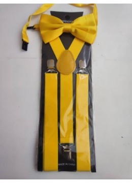 Комплект тиранти и папийонка за сватба и бал в цвят жълто