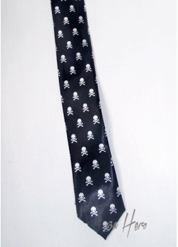 Тънка унисекс вратовръзка с черепи к5000