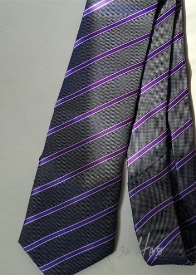 Вратовръзка за младоженец в сиво и светло лилаво