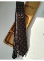 Мъжка вратовръзка от копринен жакард със стилни мотиви комбинация тъмно синьо, кафяво и бежово by Polovito К0884