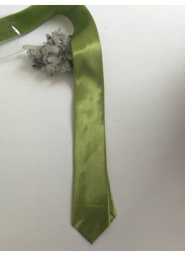 Вратовръзка за шафери тънка унисекс коприна - ябълково зелено