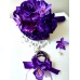Бутониера и гривна - корсаж за сватба с орхидеи и Swarovski кристали за Кума и шаферка Purple Passion