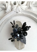 Кристален черен пръстен за бал и официални случаи модел Absolute Black Rose by Rosie