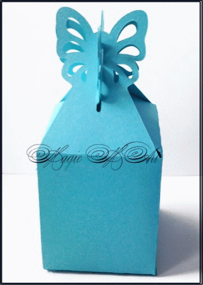 Кутийка за подаръче за сватба модел Fly тюркоаз