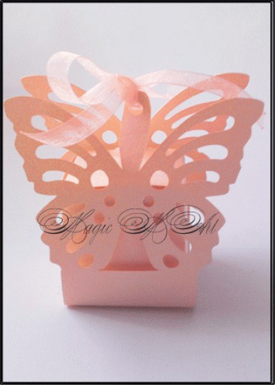 Кутийка за подаръче за сватба модел Fly By праскова