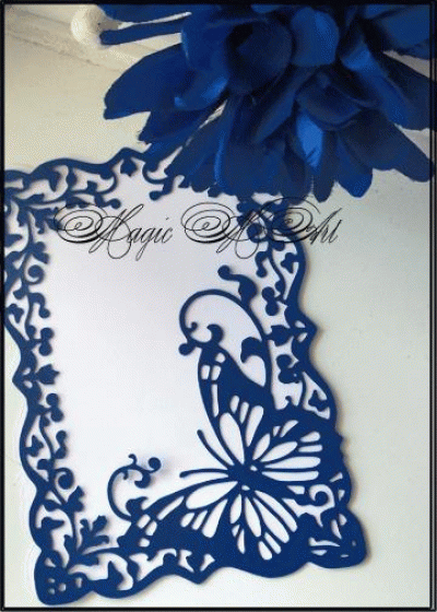 Дизайнерска покана за сватба Beauty Garden синьо