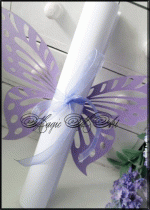 Покана за кръщене в светло лилаво тип Папирус Пеперуда модел Art Deco