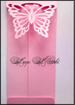Покани за кръщене с плик в розово модел Butterfly