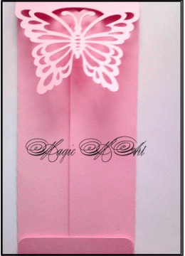 Дизайнерска сватбена покана в розово с плик модел Butterfly