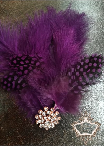 Сватбена украса за коса с пера и кристали в лилаво лукс Purple Bird Lux