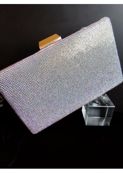 Кристална официална дамска чанта с кристали Сваровски АБ ефект