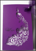 Дизайнерска покана за сватба в лилаво- модел Peacock