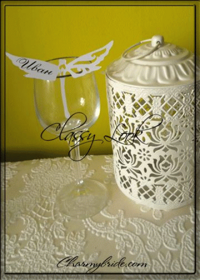 Тейбъл картичка -украса за чаша за сватба модел 9- Морско конче пакет 50 бр бяло