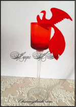 Тейбъл картичка -украса за чаша за сватба модел 5- Паун пакет 50 бр червено