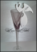Сватбена тейбъл картичка -украса за чаша модел 5- Паун пакет 50 бр бяло