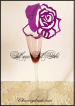 Сватбена тейбъл картичка -украса за чаша модел 2- Роза пакет 50 бр лилаво