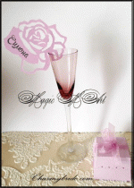 Сватбена тейбъл картичка -украса за чаша модел 2- Роза пакет 50 бр светло лилаво